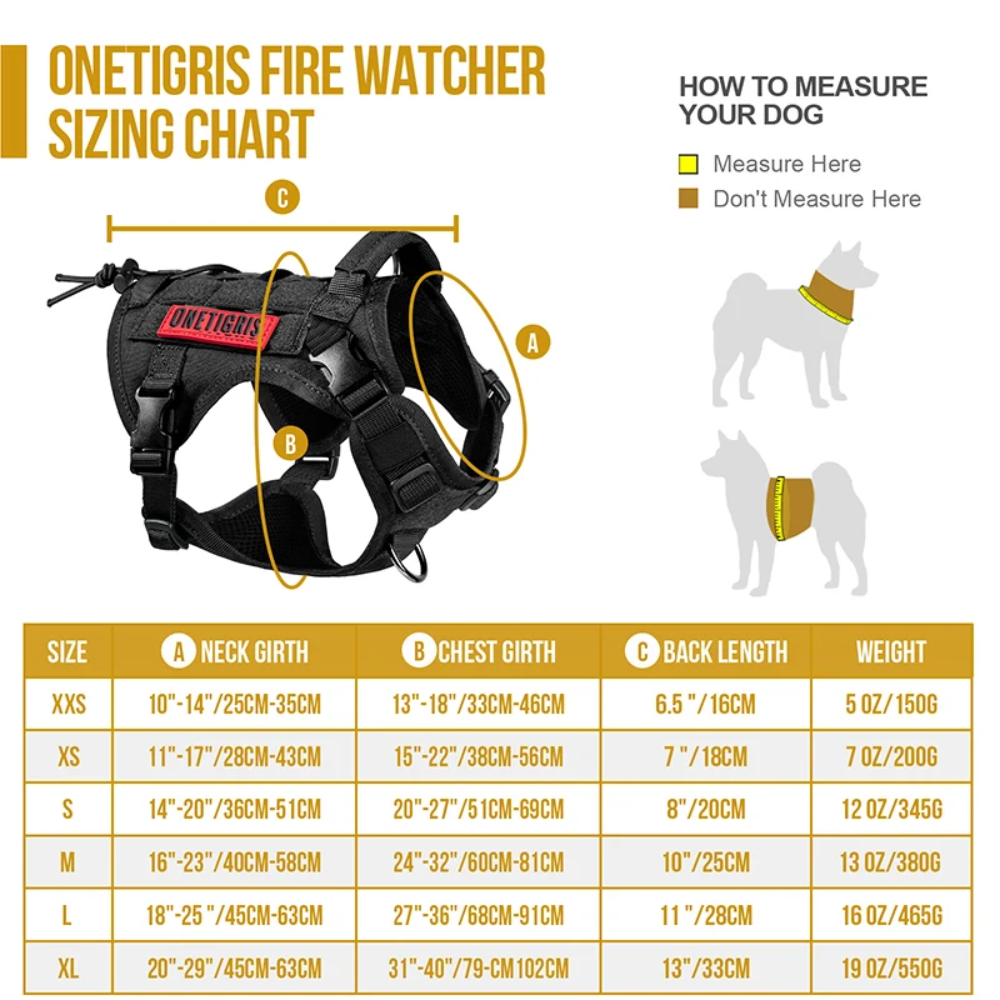 ONETIGRIS - Fire Watcher K9 Harness 2.0 | Metal Buckle