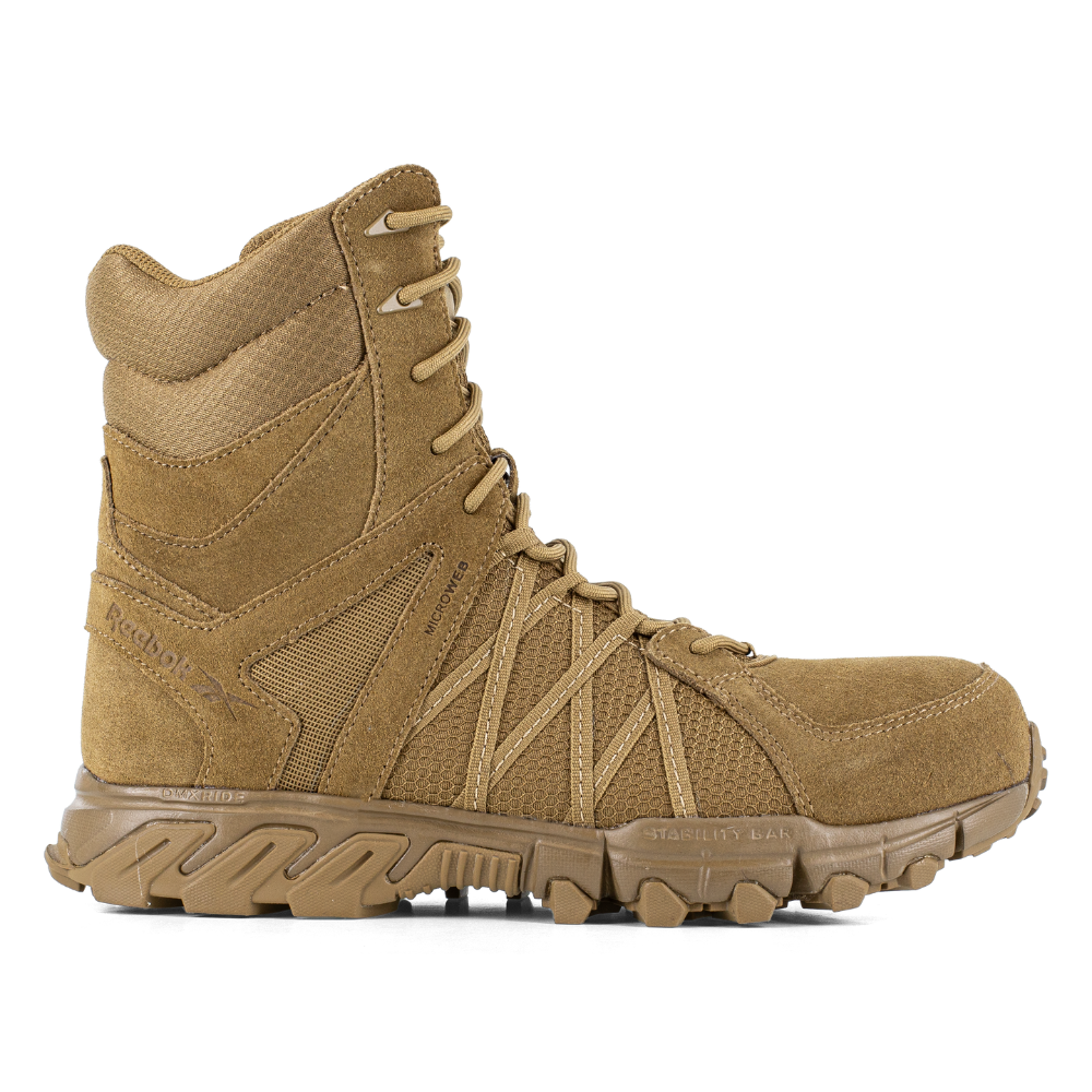 Reebok Trailgrip Tactical 8 side zip boot, side view of the outer side