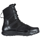 A single black tactical combat boot shown in a side profile view against a solid white background.