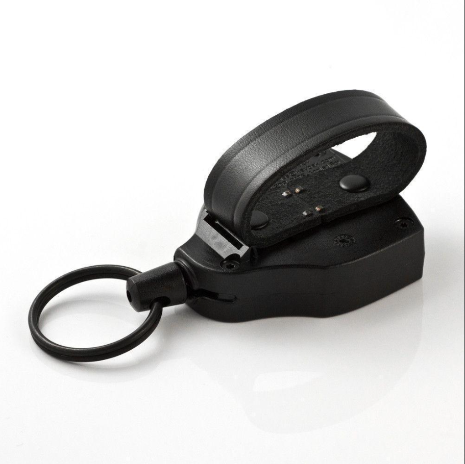 KEY-BAK - Super48 Heavy Duty Retractable Keychain with Ball-Joint Lock | Leather Loop