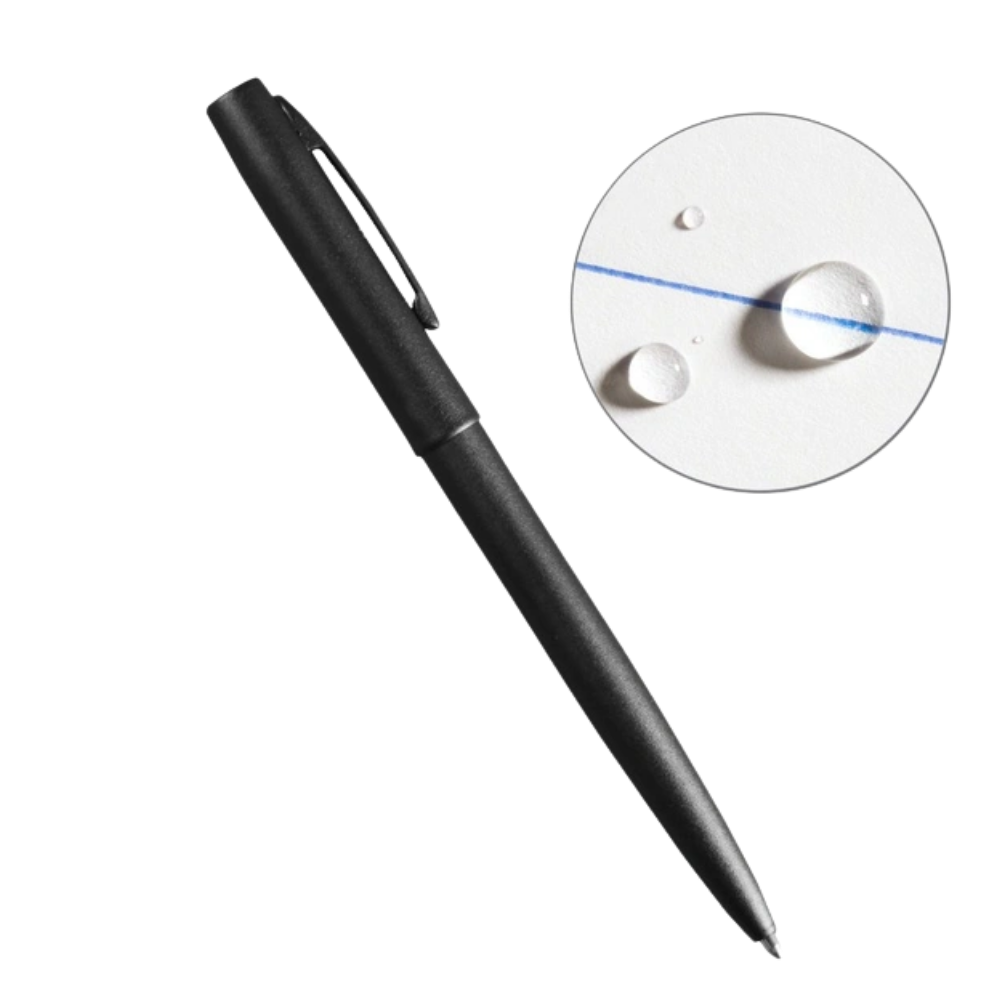 Rite in the Rain - All Weather Plastic Clicker Pen w/Clip Refillable | Matte Black / Blue Ink