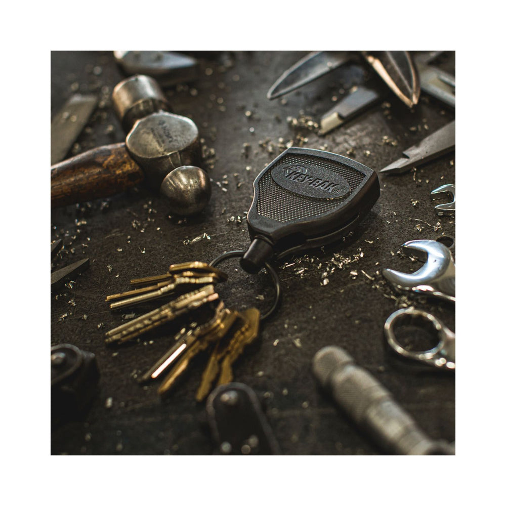 KEY-BAK - Super48 Heavy Duty Retractable Keychain with Ball-Joint Lock | Leather Loop