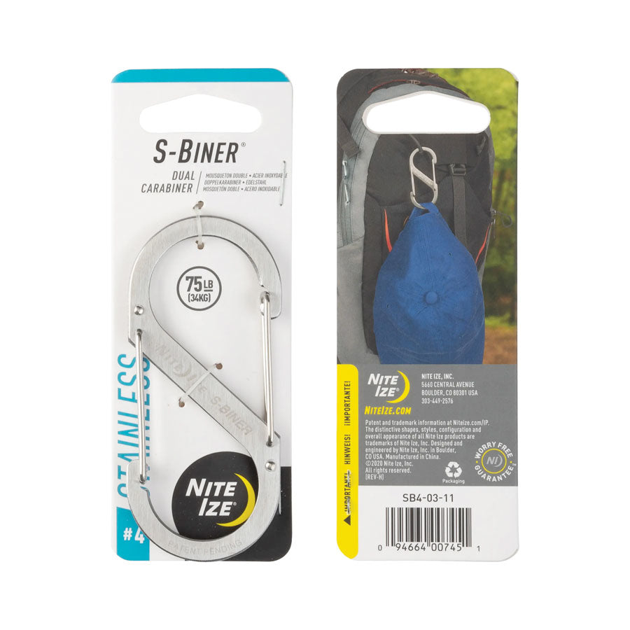 Nite Ize S-Biner Dual Carabiner Stainless Steel-S-Biner-Nite-Ize-#4 Single-Stainless Steel-TacSource
